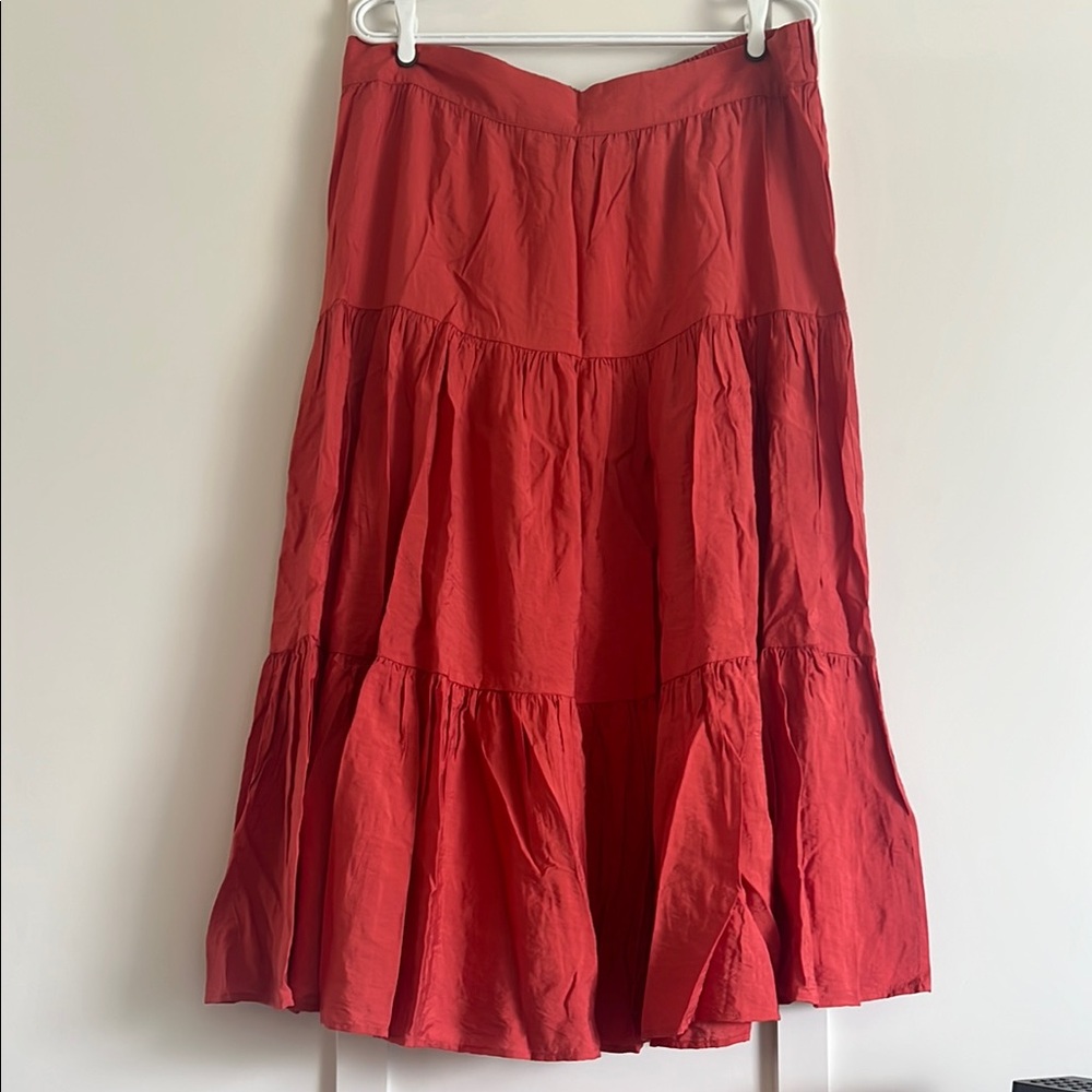 LC Lauren Conrad Dusty Red Peasant style midi skirt